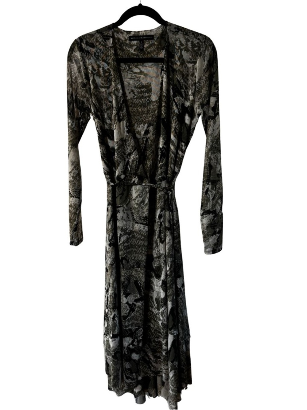 White House Black Market Black & Gray Snake-Print Maxi Wrap Dress